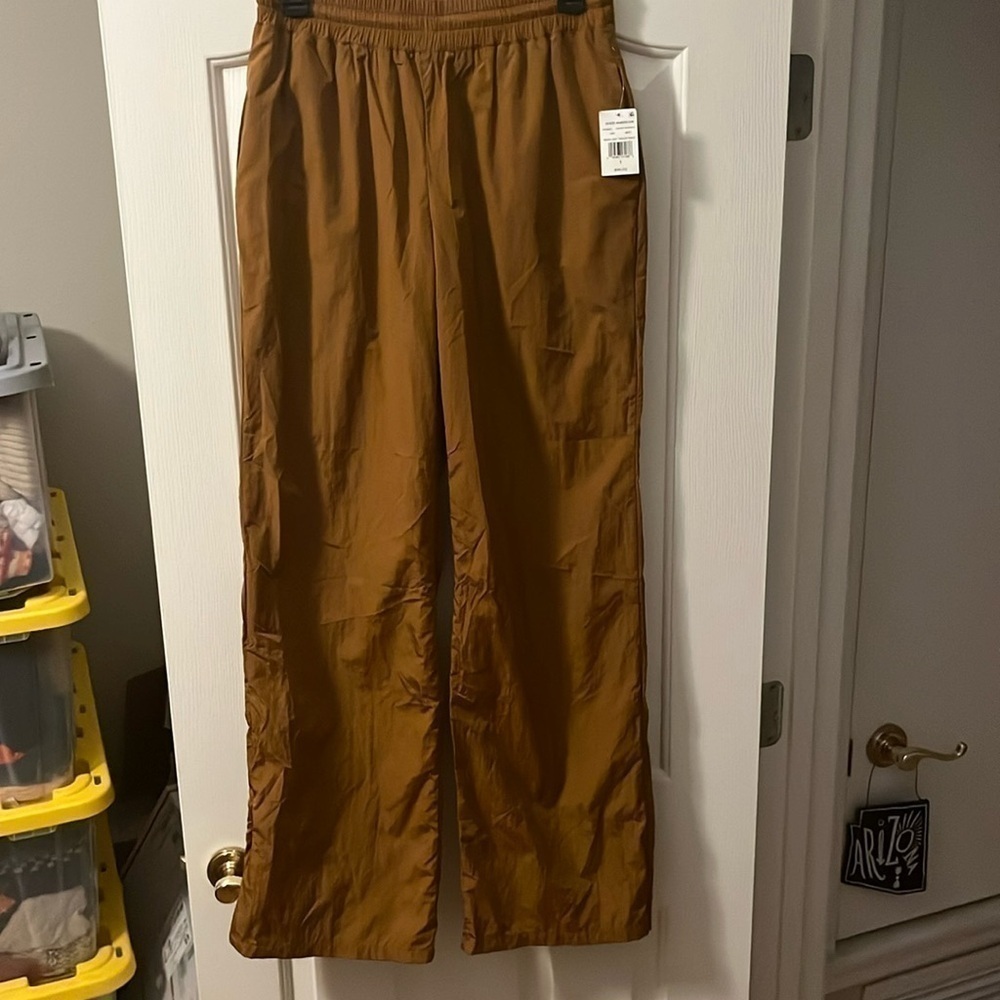 Good American NWT Wide Leg Track Pants Bronze‎ Brown size 1 (S)